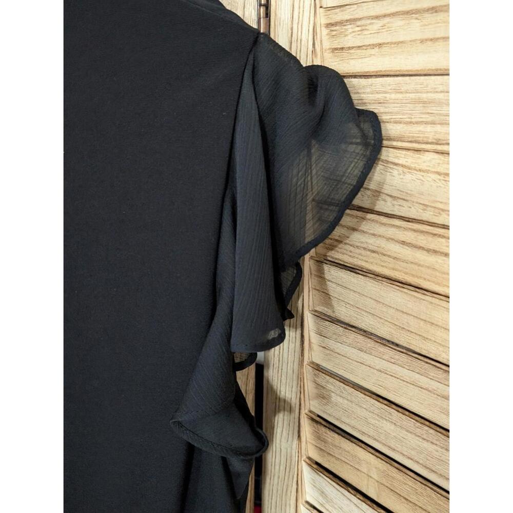 Tommy Hilfiger Women’s Flutter Sleeve High Low Tiered Skirt Dress Black Plus 14 - Picture 3 of 4